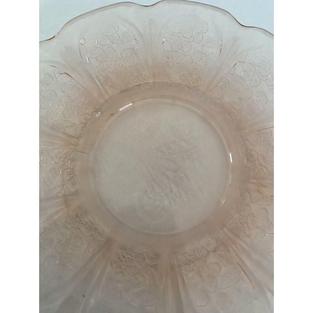 1 JEANETTE ??CHERRY BLOSSOM PINK DEPRESSION GLASS SAUCER 41/2" Some Wear See Pic